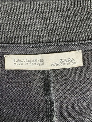 ZARA Women's Gray Solid V-Neck Long Sleeve Pullover T-Shirt Size M