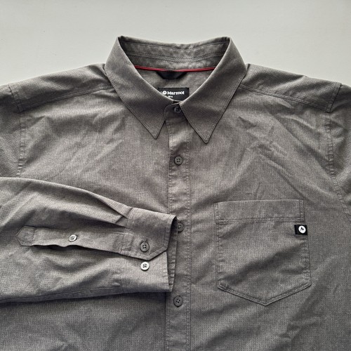 Marmot Men’s XL Gray Aerobora Long Sleeve Collared ButtonUp Vented Hiking Shirt