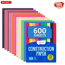 Bright 600-Pack Construction Paper - 9x12 Assorted Colors for Creative Projects