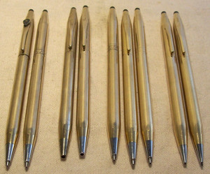 vtg~CROSS~14KT GOLD FILLED PENS & PENCILS~WORKING~REPAIR~PARTS OR SCRAP RECOVERY