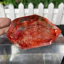 0.4LB 3.1" Red Fire Forms Quartz Crystal Decor Gift Healing Reiki Carving