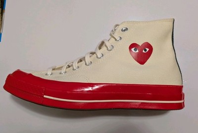 CDG Converse Chuck 70 Red Sole High Top Size 8.5 Comme des Garçons PLAY Cream