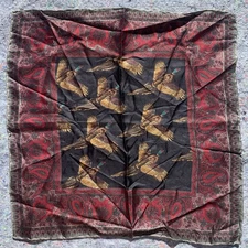 High End Made In England Silk Pheasant Bird & Paisley Large Pocket Square