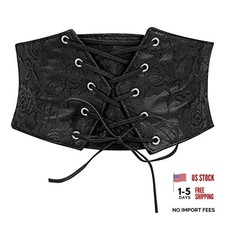 Women Waist Belt Corset Lace Up Tied Waspie Fit Waist Size 27"-31" Black