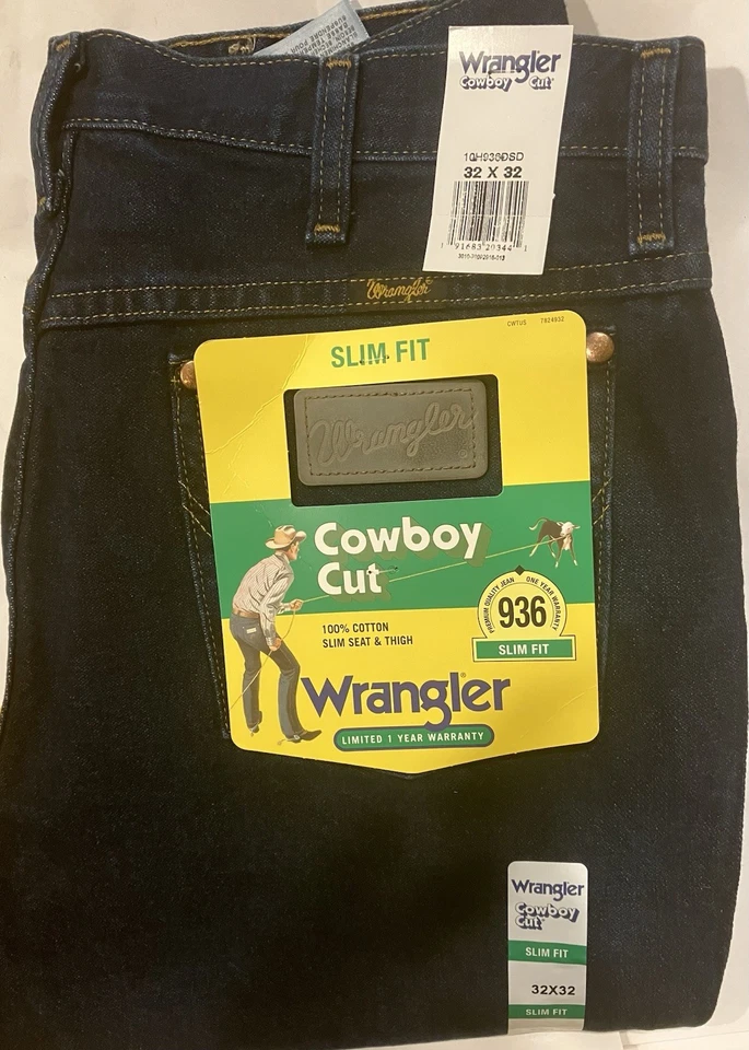 32x32 Wrangler 936 Slim Fit Cowboy Cut Dark Blue - Image 1 of 1