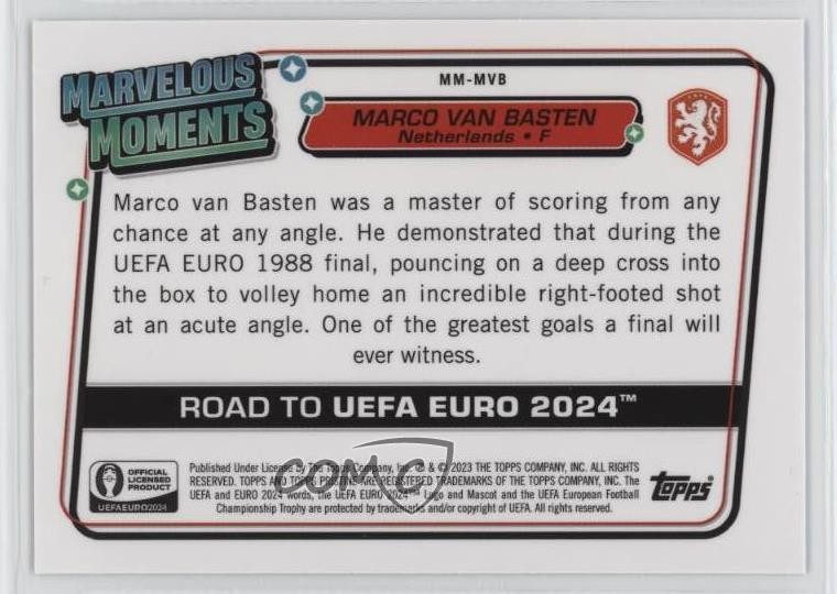 2023 Pristine Road to UEFA Euro 2024 Marvelous Moments Marco Van Basten n0c thumbnail 2