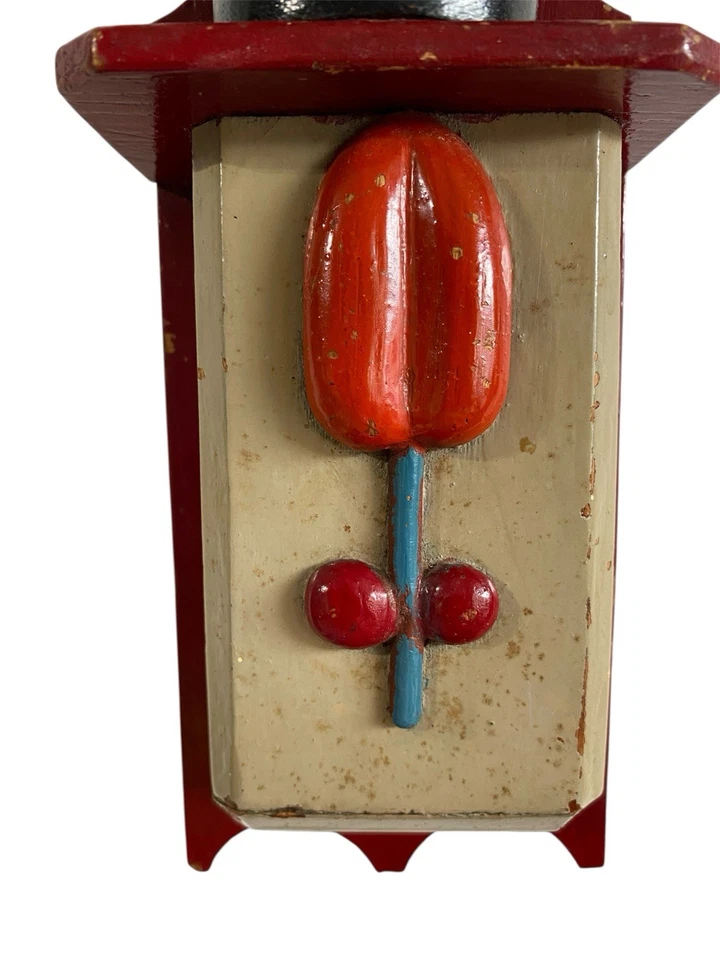 Late 19th Or Early 20th Century Folk Art Painted Match Safe With Top Hat & Tulip - Image 4 of 4