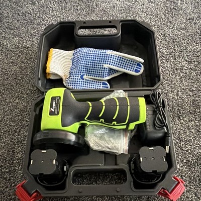 Cordless Angle Grinder Kit Green/Black w/ Case, 2 Batteries, Charger, Gloves