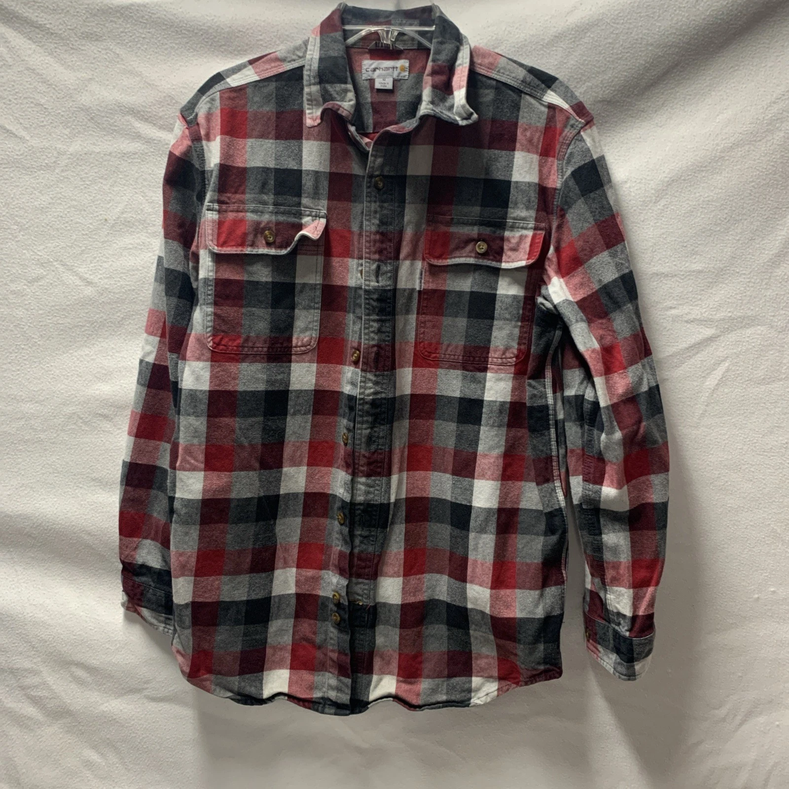 Carhartt Shirt Mens Medium Plaid Long Sleeve Button Up Work Flannel 101749