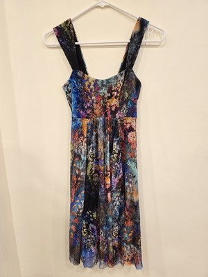 Elana Kattan Art Print Fit & Flare Dress M Multicolor Botanical Made USA...
