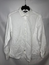 Tommy Hilfiger Mens White Textured Fabric Stretch Slim Fit Dress Shirt Size XL
