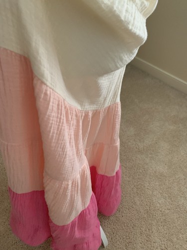 Julie Brown NY Color Block Ombré Pink Maxi Dress Medium Cotton Adjustable Strap - Picture 4 of 10