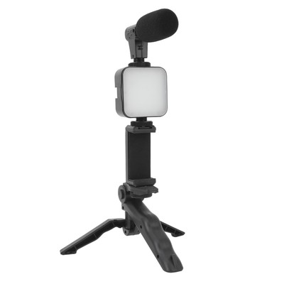 Smartphone Video Vlog Kit LED Fill Light Tripod Mic Comtroller Noise Reductio CB