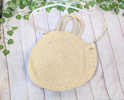 Clare V Petite Alice Woven Sisel, Raffia Cream Circle Crossbody