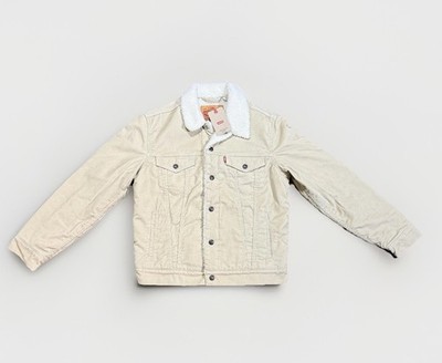 Levis Corduroy Jacket Mens Small Tan Trucker  Jacket Sherpa Lined NWT