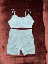 Co-ord Exercise Pilates Yoga High Waist Shorts and Bralet Blue / Teal Size Mediu