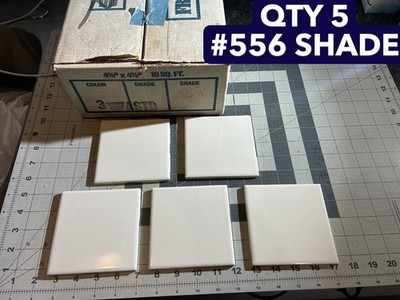 NOS 5-PACK lot VINTAGE 1960'S FLORIDA TILE 4-3/8'' BONE WHITE 556 Ceramic Tile