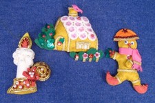 3 Vintage Handmade Felt Sequin Christmas Orna...