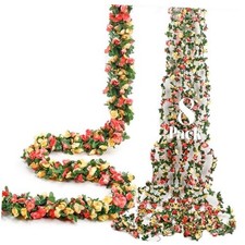 8Pcs 66FT Flower Garland, Orange and Champagne Artificial Rose Floral Yellow