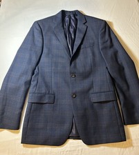 Ralph Ralph Lauren Navy Blue Plaid Wool Sport Coat Blazer Jacket 40R
