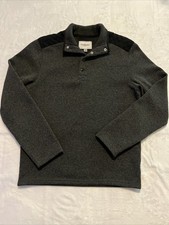 Goodfellow  Co Long Sleeve Fleece Sweater Mens Medium Gray Black Snap Buttons