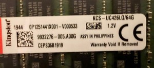 Kingston 64GB DDR4 3200MHz ECC RDIMM Server Memory KCS-UC426LQ/64G 1.2V