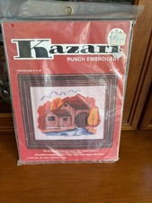 Kazari Punch Embroidery A58 Old Mill  Water Wheel Fall Scene 8x10" Sealed