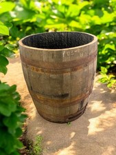 LARGE TALL DEEP WHISKY BARREL GARDEN PLANTER TUB POT - 70cm tall x 60cm wide