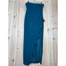 NWT Lulus After Hours Teal Strapless Ruffled Maxi Dress Wedding Bridesmaid Sz XL