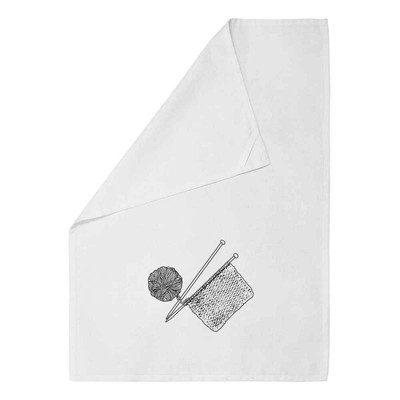 Geschirrtuch/Geschirrtuch 'Stricknadeln & Faden' aus Baumwolle (TW028040)