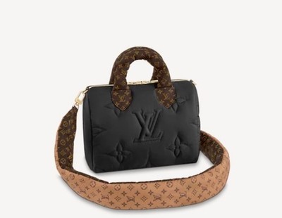 LOUIS VUITTON Speedy 25 Crossbody Bag M59008 Nylon Black Purse