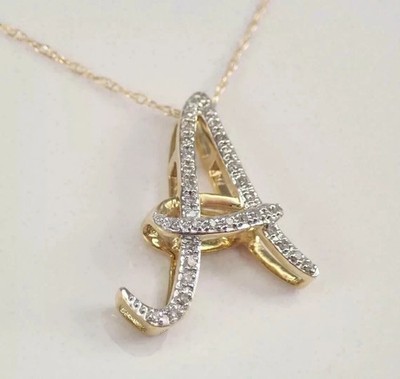 1.20 Ct Round Real Moissanite Custom ''A'' Letter Pendant 14k Yellow Gold Plated