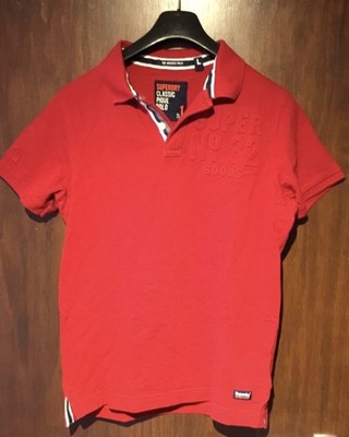 Superdry Poloshirt Herren Polohemd Shirt Polokragen Gr. L Baumwolle Rot