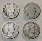 Lot of 4 Barber Quarters 1911 P 1914 D 1914 P 1916 P 🔥$1 Face 🔥90% Silver #100