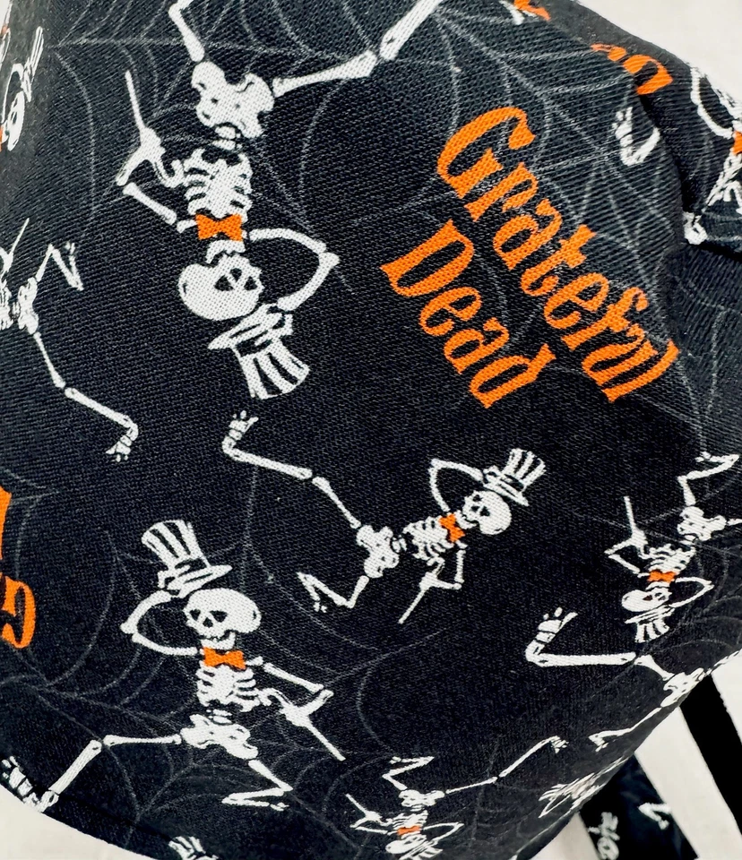 Men/Women Surgical Scrub Cap Lined Dancing Skeleton 100% Cotton - Image 2 of 3