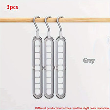 3Pcs, Plastic 9-Hole Foldable Hangers, Heavy Duty Space Saving Clothes Organizer