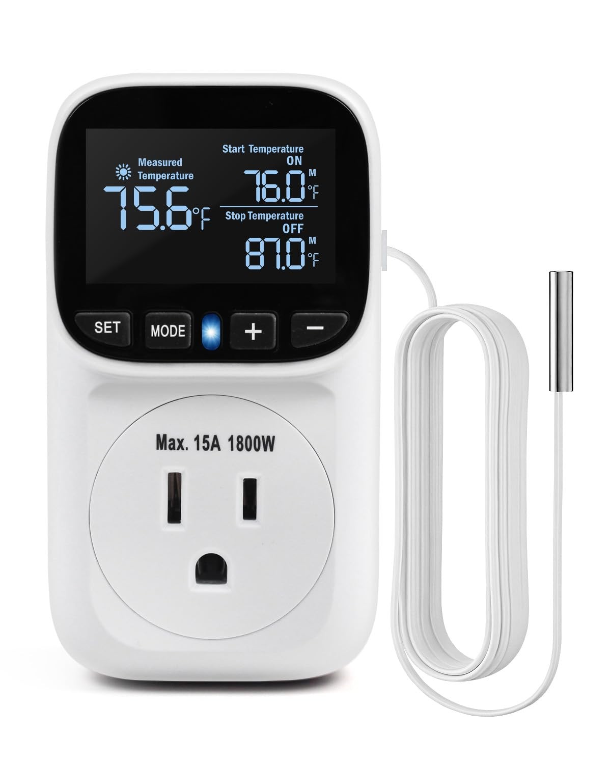 ZILLSEA Digital Temperature Controller, Heating Cooling Thermostat White