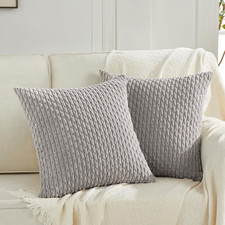 Set of 2 Neutral Grey Decorative Throw Pillow Covers 18x18 Inch for Couch Bed So