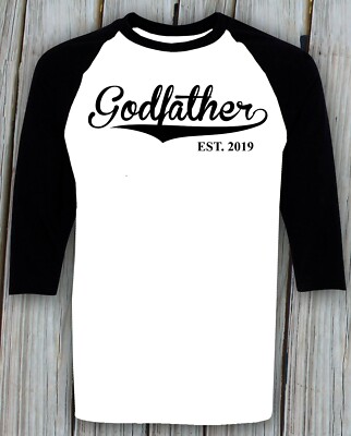 Godfather EST. 2019 Fathers Day Birthday Christmas Gift Grandpa Pops Papa Tee