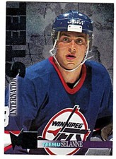 1995-96 METAL INTERNATIONAL STEEL #19 TEEMU SELANNE Winnipeg Jets Hockey Card