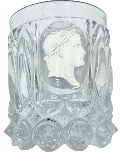 Antique 19th c. Baccarat Napoleon I Sulphide Tumbler Glass Cameo Portrait Glass - Picture 9 of 12