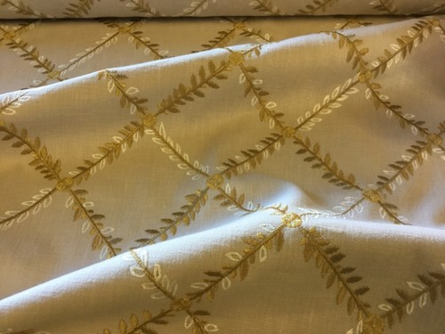 Embroidered Linen cotton mix by meters x 138 cm wide upholstery blinds cushion - Picture 2 of 4