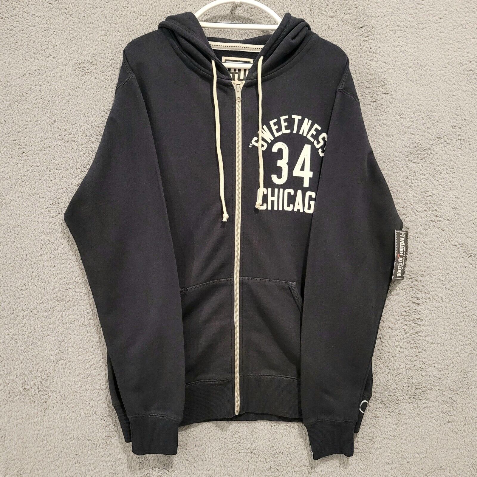 Mens XL Walter Payton Roots of Football Full Zip Hoodie BLACK Roots of Fight