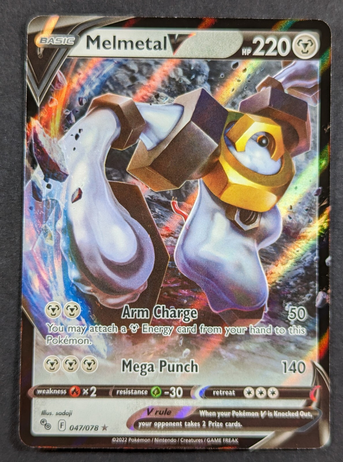 Melmetal V 2022 Full Art Ultra Rare Holo Pokemon Go Card 047/078 (NM)