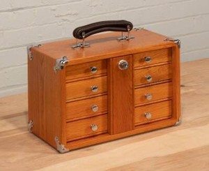 Gerstner-International-GI-T12-4-Drwer-Oak-Veneer-Mini-Chest-Tool-Hobby-FREE-SHIP
