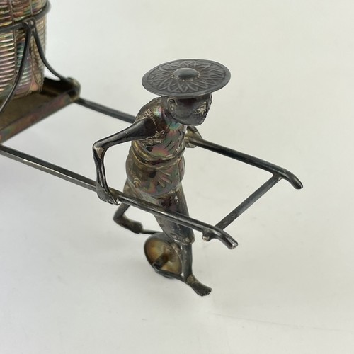 Vintage Hong Kong Sterling Silver Rickshaw Cruet Set By Sammy 14.5cm - Picture 5 of 10