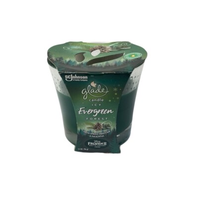 Glade Glass Jar Candle Icy Evergreen Forest 3.4 Oz Disney Frozen II Promo NEW