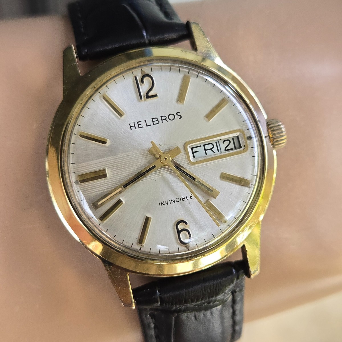Vintage HELBROS men's manual wind watch Lorsa P76 17Jewels Day