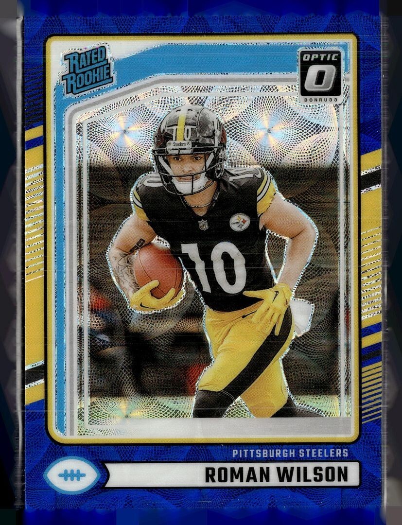 2024 DONRUSS BLUE SCOPE OPTIC PREVIEW RATED ROOKIE 348 Roman Wilson, Steelers