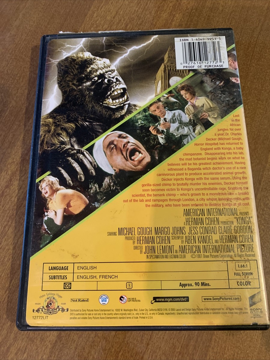 KONGA~(DVD, 2005)~RARE~1961~MGM~MICHAEL GOUGH~SCI FI~HORROR KONGA~(DVD, 2005)~RARE~1961~MGM~MICHAEL GOUGH~SCI FI~HORROR